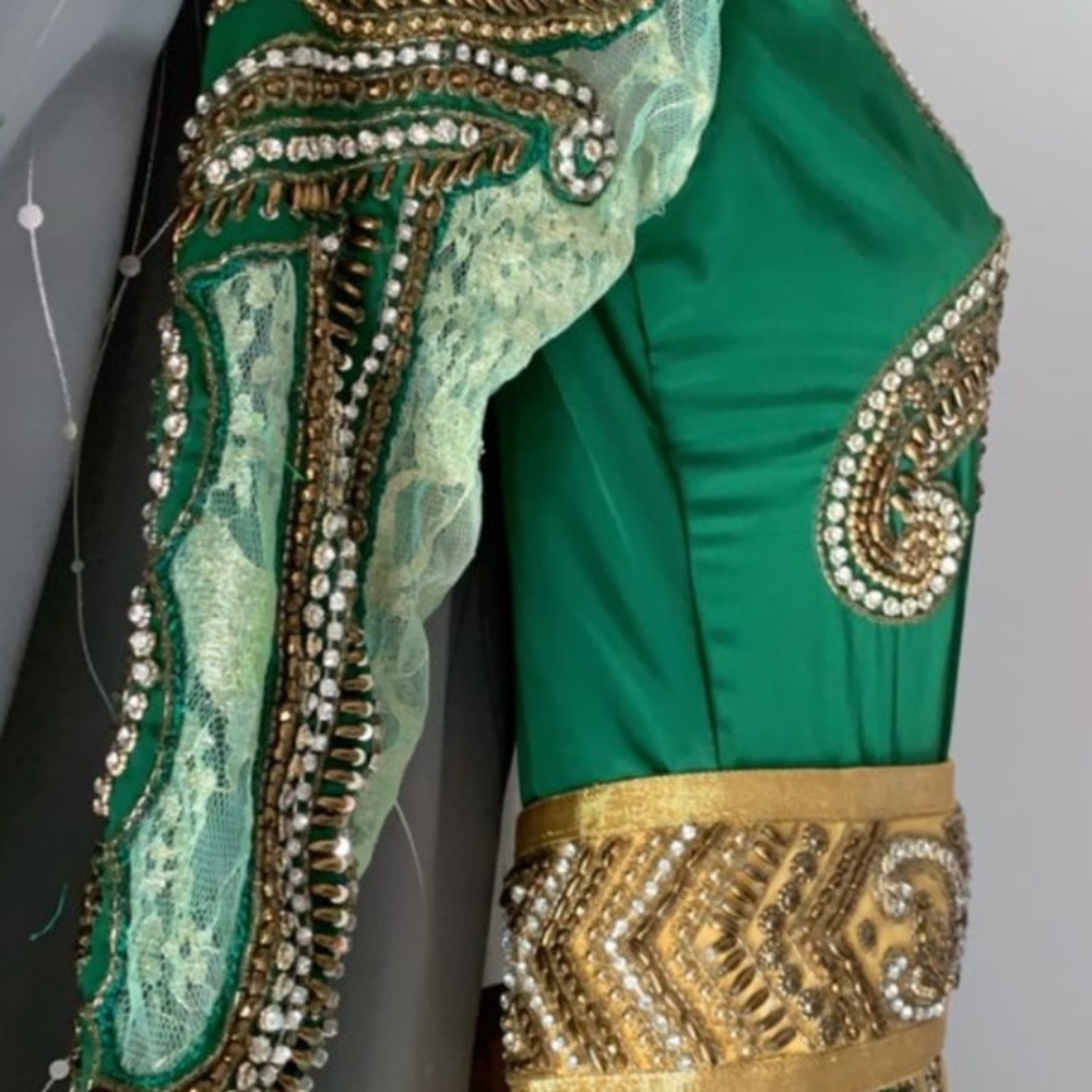 Bridal morroccen kaftan green and gold